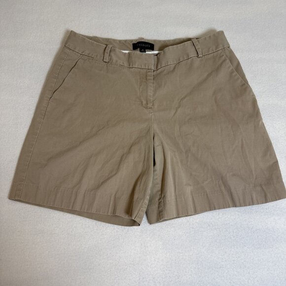 Talbots Bermuda Shorts Khaki Tan Size 10 Flat front - Picture 1 of 6